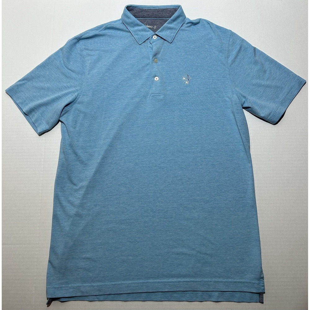 Johnnie O Polo Shirt Men's Large Blue Performance Lightweight Golf Casual Preppy